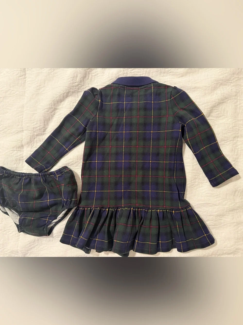 RALPH LAUREN - Plaid Stretch Mesh Polo Dress and Bloomer - Size 18m